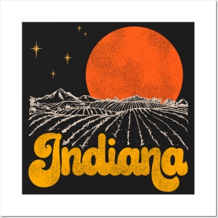 Vintage State of Indiana Mid Century Distressed Aesthetic Posters and Art